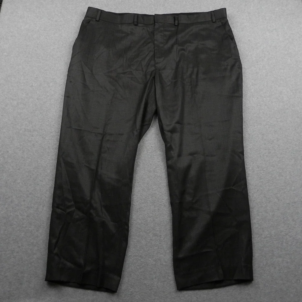Dockers Mens Dress Pants 44W 30L Dark Brown Flat Front SRDK02 Polyester Rayon